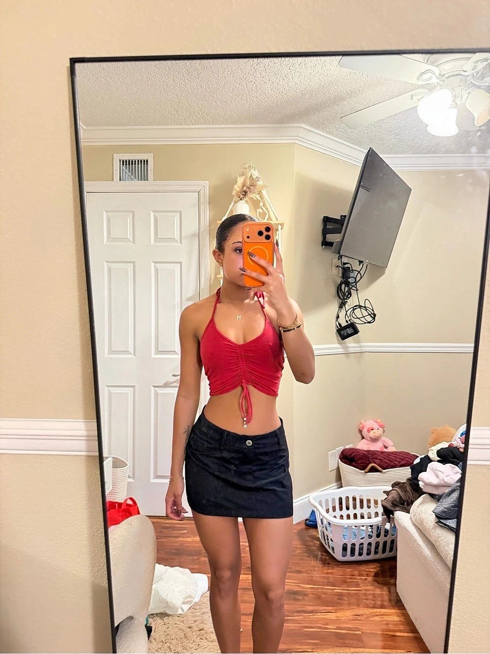 Ruched Halter Crop Top in Pink Like New